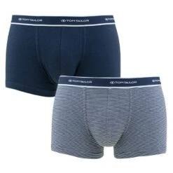 TOM TAILOR 2-pack Boxers Basic Stripe Blauw & Grijs