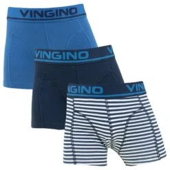 Vingino Jongens 3-pack Boxers Basic Stripe Blauw