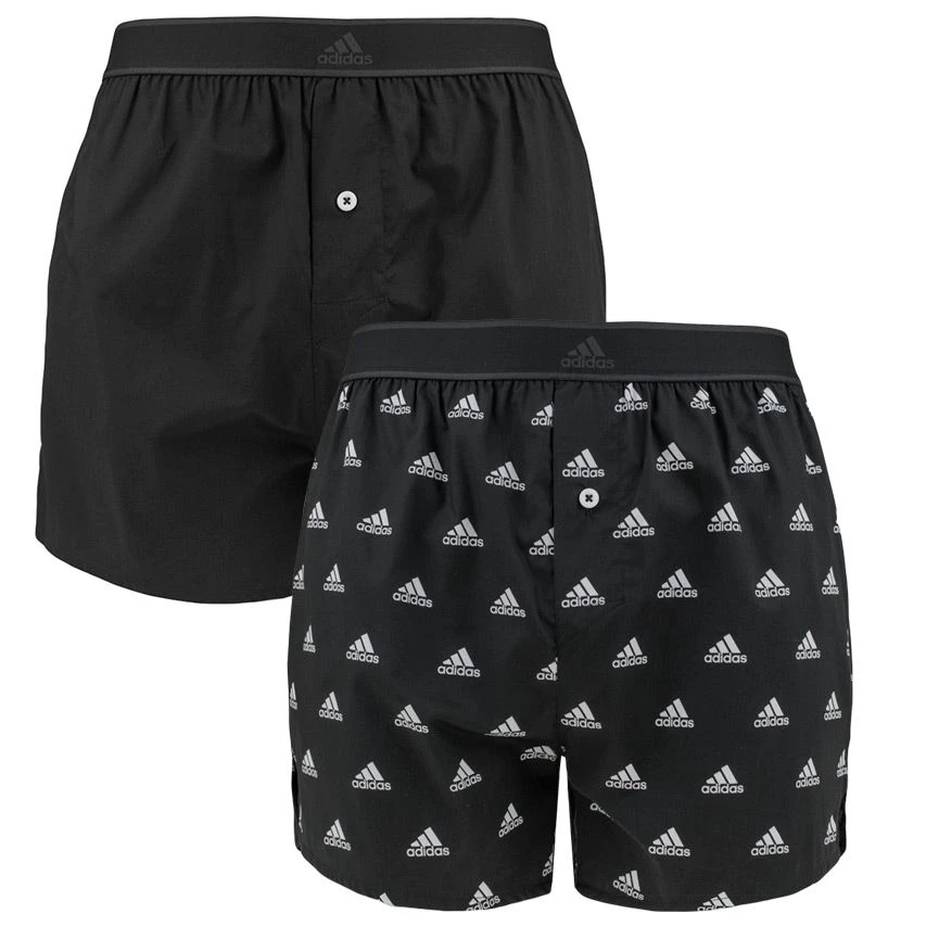 Adidas 2-pack Wijde Boxershorts Basic Logo Zwart 1 Adidas 2-pack Wijde Boxershorts Basic Logo Zwart