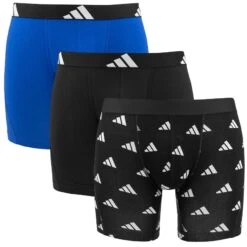 Adidas Active Flex 3-pack Long Boxers Basic All Over Logo Zwart & Blauw