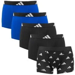 Adidas Active Flex 5-pack Boxers Basic All Over Logo Zwart & Blauw