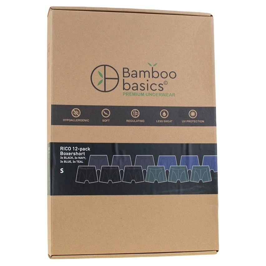 Bamboo Basics 12-pack Boxers Rico Blauw & Zwart 10 Bamboo Basics 12-pack Boxers Rico Blauw & Zwart - Afbeelding 10