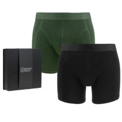 Bamboo Basics Giftbox 2-pack Boxers Rico Zwart & Groen