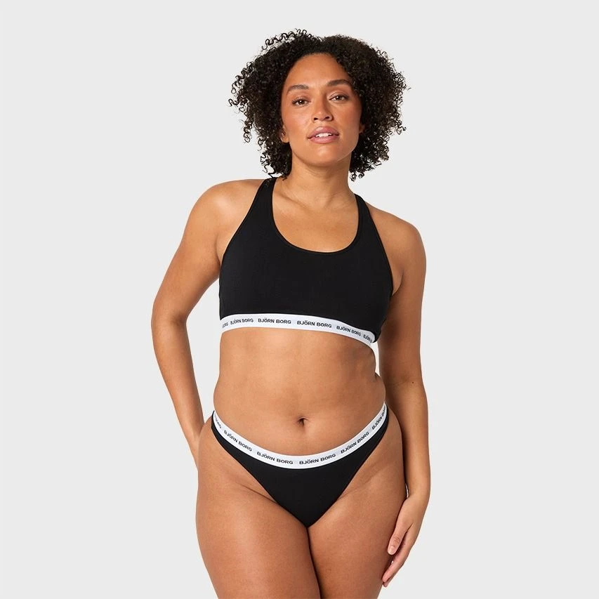 BJØRN BORG Björn Borg Dames Soft Cotton Stretch 2-pack Strings Zwart 2 BJØRN BORG Björn Borg Dames Soft Cotton Stretch 2-pack Strings Zwart - Afbeelding 2