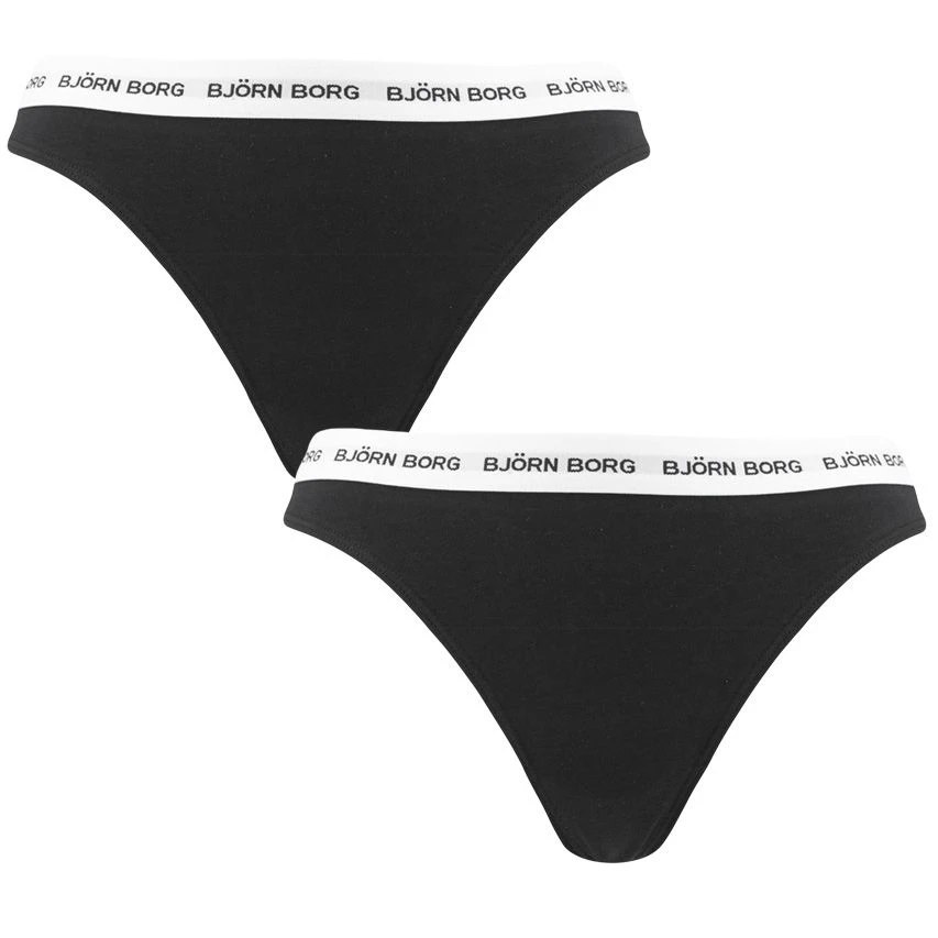 BJØRN BORG Björn Borg Dames Soft Cotton Stretch 2-pack Strings Zwart 1 BJØRN BORG Björn Borg Dames Soft Cotton Stretch 2-pack Strings Zwart