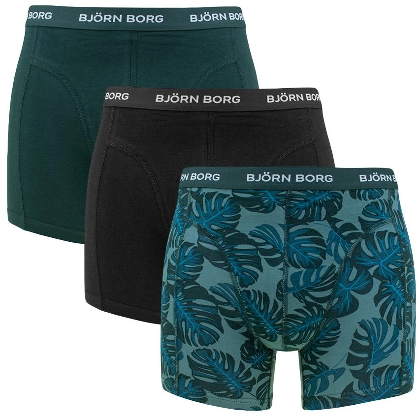 BJØRN BORG Björn Borg Cotton Stretch 3-pack Boxers Basic Leaves Multi 1 BJØRN BORG Björn Borg Cotton Stretch 3-pack Boxers Basic Leaves Multi