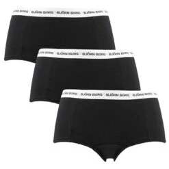 BJØRN BORG Björn Borg Dames Soft Cotton Stretch 3-pack Mini Boxershorts Zwart