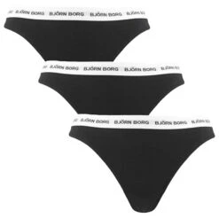 BJØRN BORG Björn Borg Dames 3-pack Strings Zwart