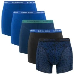 BJØRN BORG Björn Borg Cotton Stretch 5-pack Boxers Basic Print Blauw & Zwart