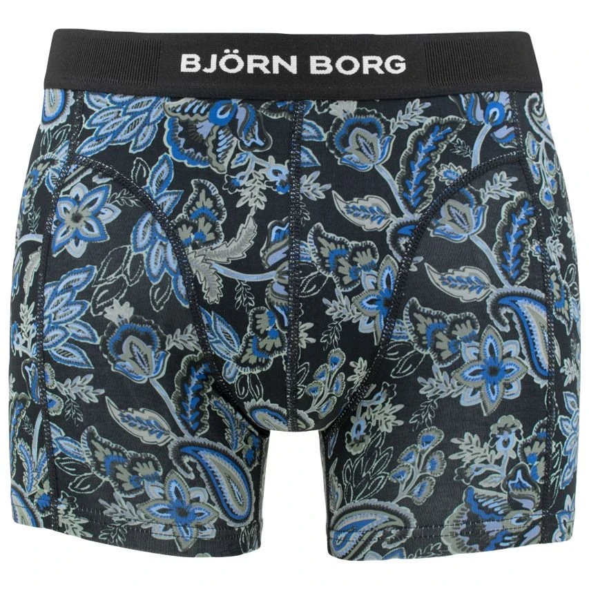 BJØRN BORG Björn Borg Premium Cotton Stretch 3-pack Boxers Basic Flowers Zwart & Blauw 2 BJØRN BORG Björn Borg Premium Cotton Stretch 3-pack Boxers Basic Flowers Zwart & Blauw - Afbeelding 2