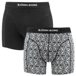BJØRN BORG Björn Borg Premium Cotton Stretch 2-pack Boxers Flowers Wit & Zwart