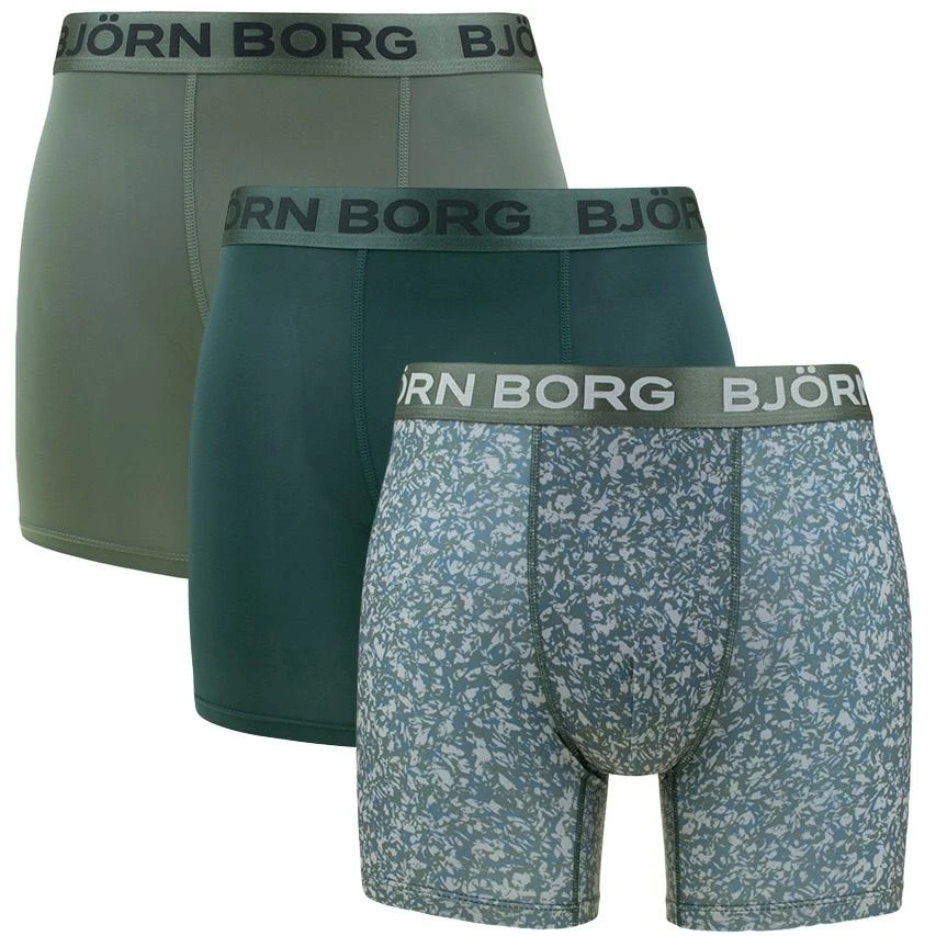 BJØRN BORG Björn Borg Sports 3-pack Microfiber Boxers Basic Print Groen 1 BJØRN BORG Björn Borg Sports 3-pack Microfiber Boxers Basic Print Groen