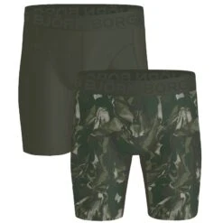 BJØRN BORG Björn Borg Sports Lightweight 2-pack Microfiber Long Boxers Camo Groen