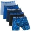 BJØRN BORG Björn Borg Jongens Cotton Stretch 5-pack Boxers Basic Leafs Blauw & Zwart II