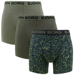 BJØRN BORG Björn Borg Cotton Stretch 3-pack Boxers Animal Groen