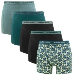 BJØRN BORG Björn Borg Cotton Stretch 5-pack Boxers Basic Flowers Zwart & Groen