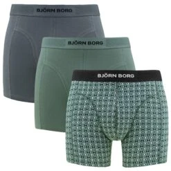 BJØRN BORG Björn Borg Premium Cotton Stretch 3-pack Boxers Cross Groen