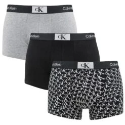 Calvin Klein Ck One 1996 3-pack Boxer Trunks Basic Logo Zwart & Grijs