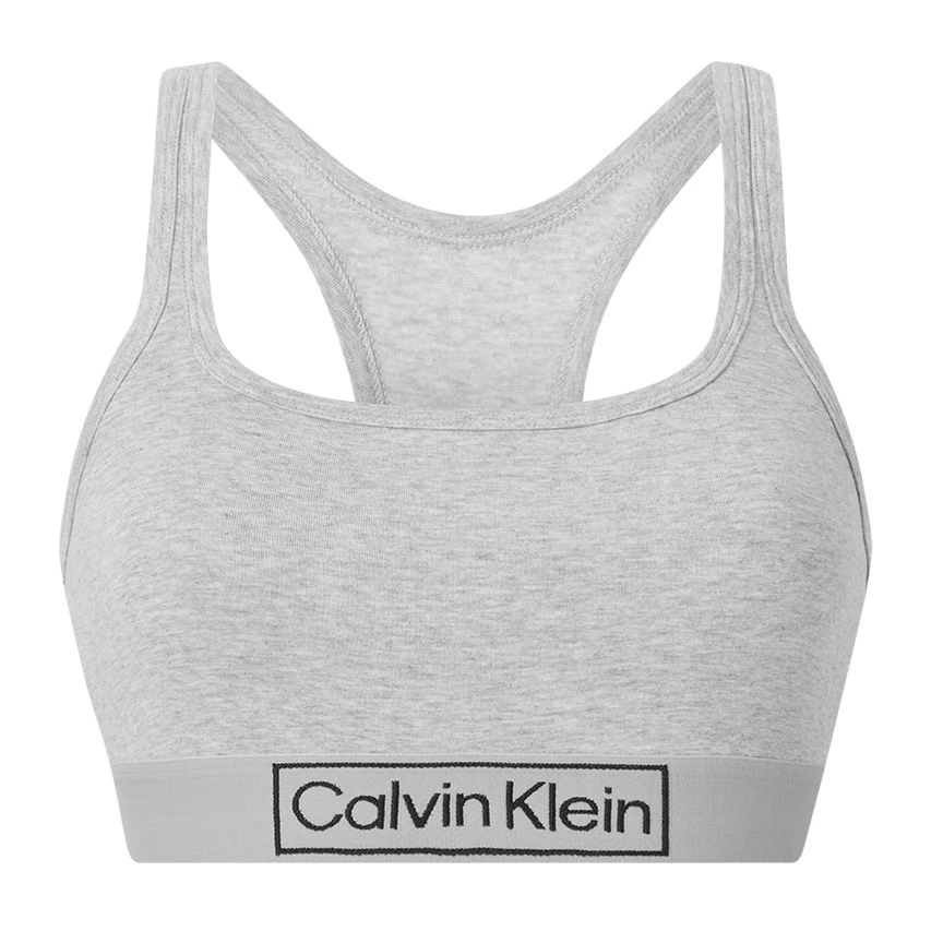 Calvin Klein Dames Reimagined Heritage Unlined Bralette Logo Grijs 1 Calvin Klein Dames Reimagined Heritage Unlined Bralette Logo Grijs