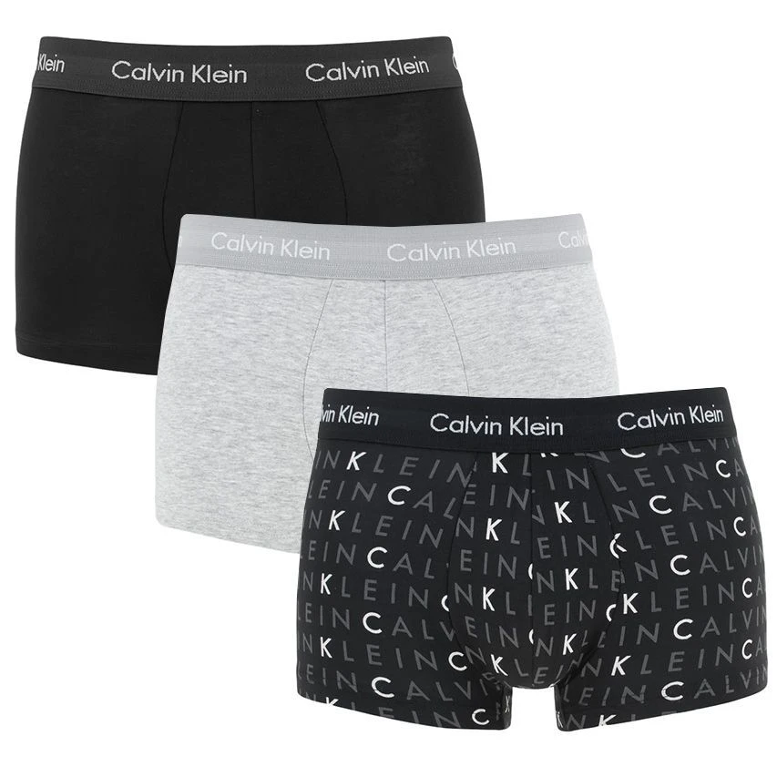 Calvin Klein 3-pack Low Rise Trunks Zwart / Grijs / Logo 1 Calvin Klein 3-pack Low Rise Trunks Zwart / Grijs / Logo