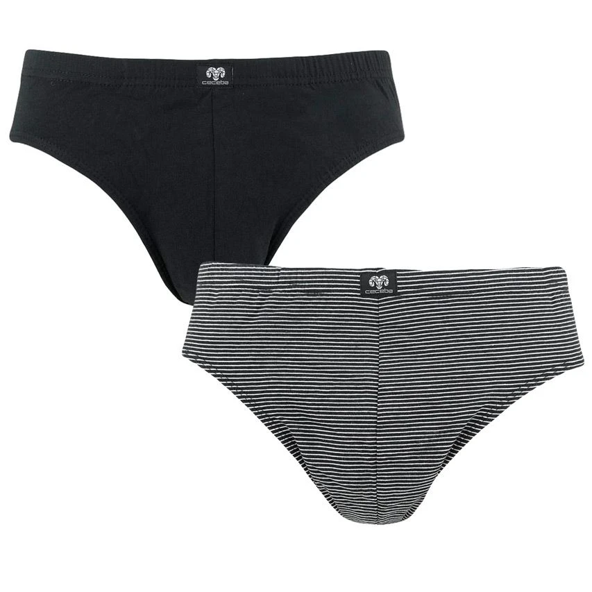 CECEBA 2-pack Slips Modal Stripe Zwart 1 CECEBA 2-pack Slips Modal Stripe Zwart