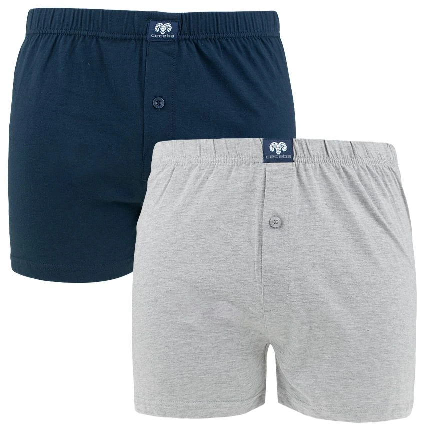 CECEBA 2-pack Wijde Boxershorts Blauw & Grijs 1 CECEBA 2-pack Wijde Boxershorts Blauw & Grijs