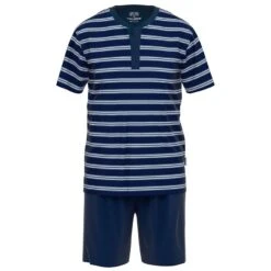 CECEBA Pyjamaset Kort Button Stripe Blauw