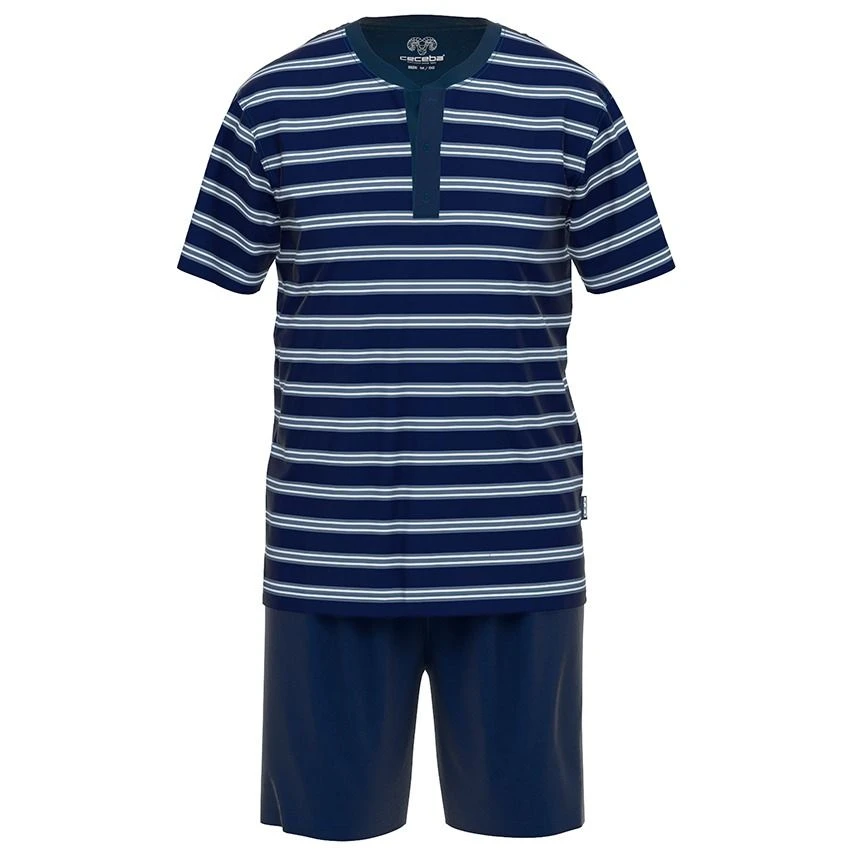 CECEBA Pyjamaset Kort Button Stripe Blauw 1 CECEBA Pyjamaset Kort Button Stripe Blauw
