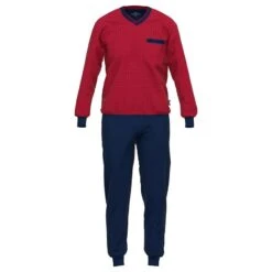 Götzburg Pyjamaset Lang Boord Pocket Diamond Rood & Blauw