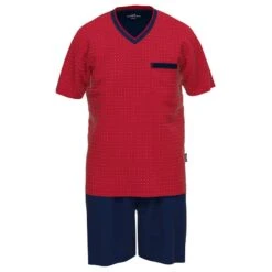 Götzburg Pyjamaset Kort Pocket Diamond Rood & Blauw