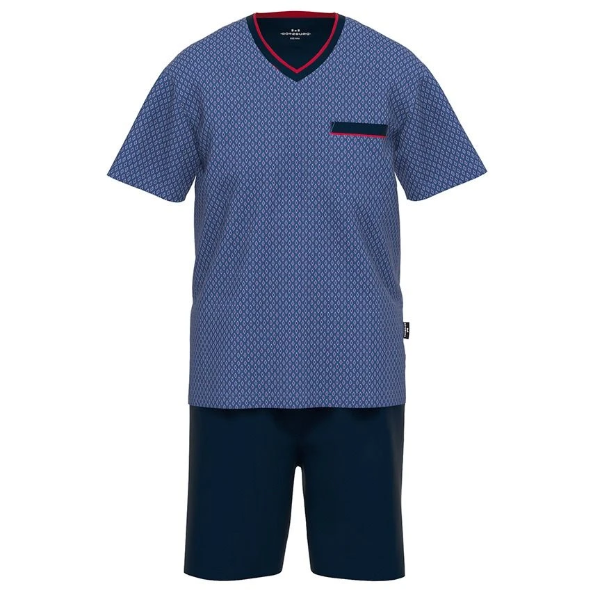 Götzburg Pyjamaset Kort Pocket Diamond Blauw 1 Götzburg Pyjamaset Kort Pocket Diamond Blauw