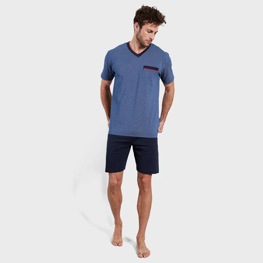 Götzburg Pyjamaset Kort Pocket Diamond Blauw 5 Götzburg Pyjamaset Kort Pocket Diamond Blauw - Afbeelding 5