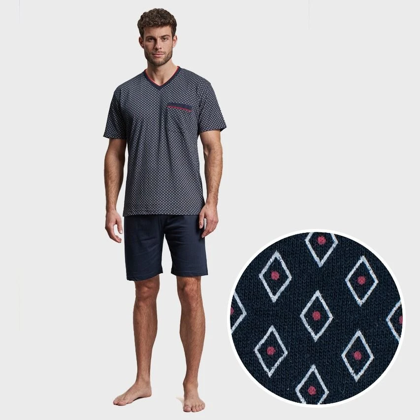 Götzburg Pyjamaset Kort Pocket Diamond Blauw II 2 Götzburg Pyjamaset Kort Pocket Diamond Blauw II - Afbeelding 2