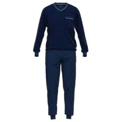 Götzburg Pyjamaset Lang Boord Pocket Dot Blauw