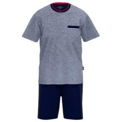 Götzburg Pyjamaset Kort Pocket Micro Stripe Blauw