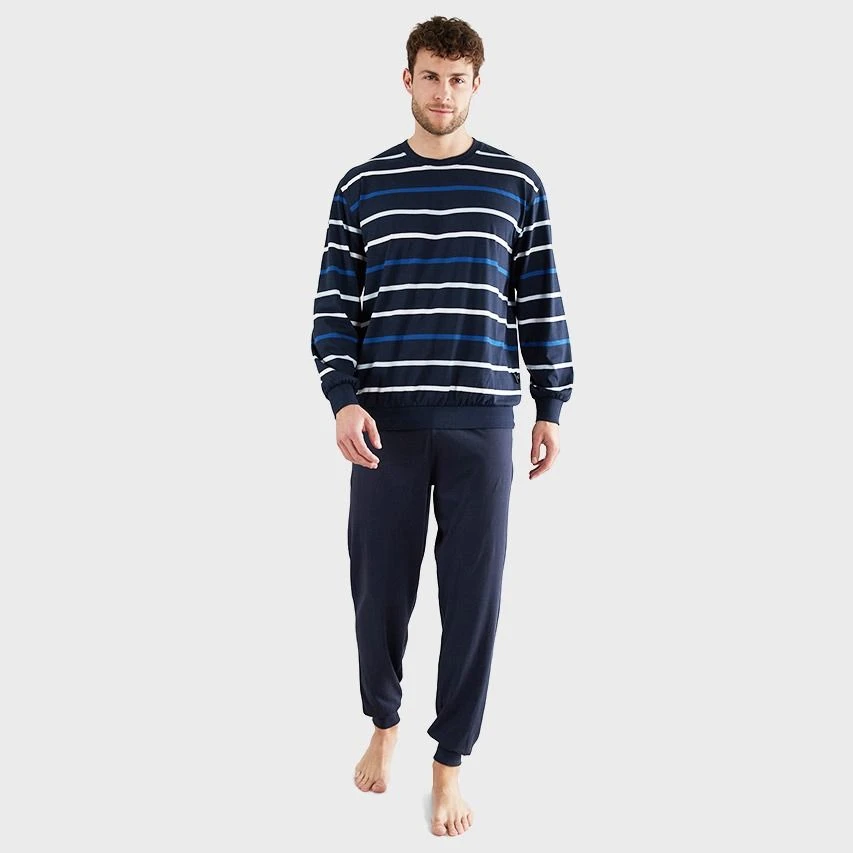 Götzburg Pyjamaset Lang Stripe Blauw 2 Götzburg Pyjamaset Lang Stripe Blauw - Afbeelding 2