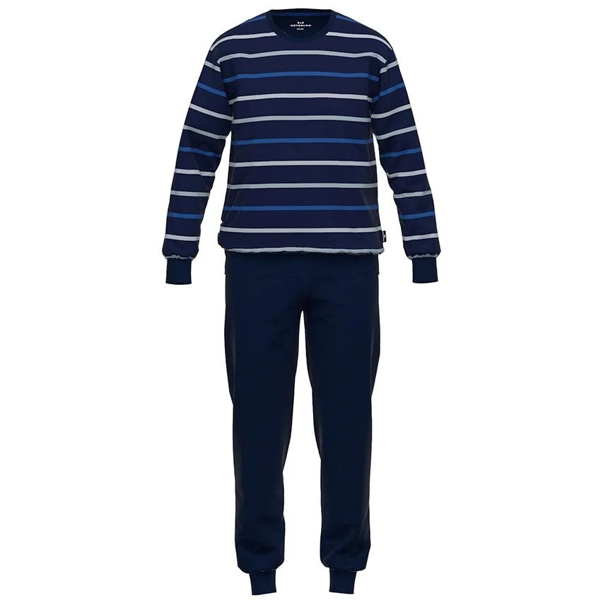 Götzburg Pyjamaset Lang Stripe Blauw 1 Götzburg Pyjamaset Lang Stripe Blauw