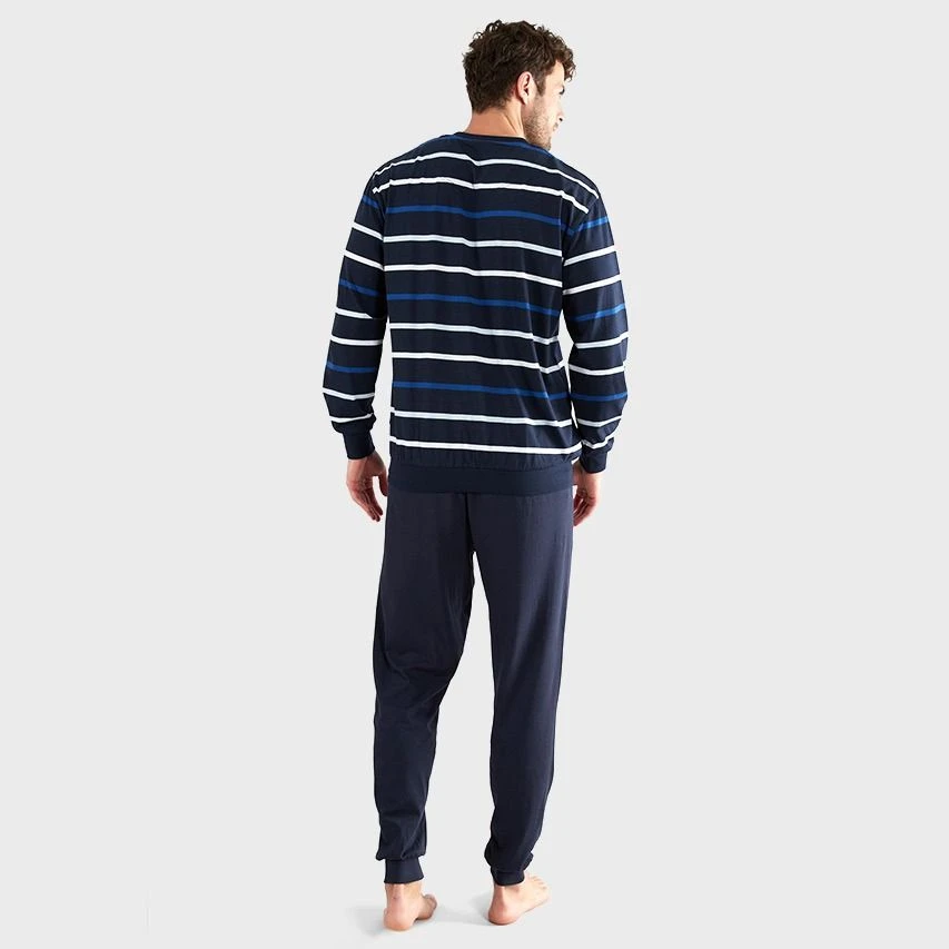 Götzburg Pyjamaset Lang Stripe Blauw 3 Götzburg Pyjamaset Lang Stripe Blauw - Afbeelding 3