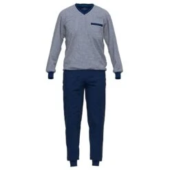 Götzburg Pyjamaset Lang Boord Pocket Blauw