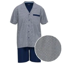 Götzburg Pyjamaset Kort Button Pocket Collar Blauw