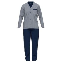 Götzburg Pyjamaset Lang Button Collar Blauw