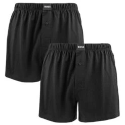 Hugo Boss BOSS Jersey 2-pack Wijde Boxershorts Zwart