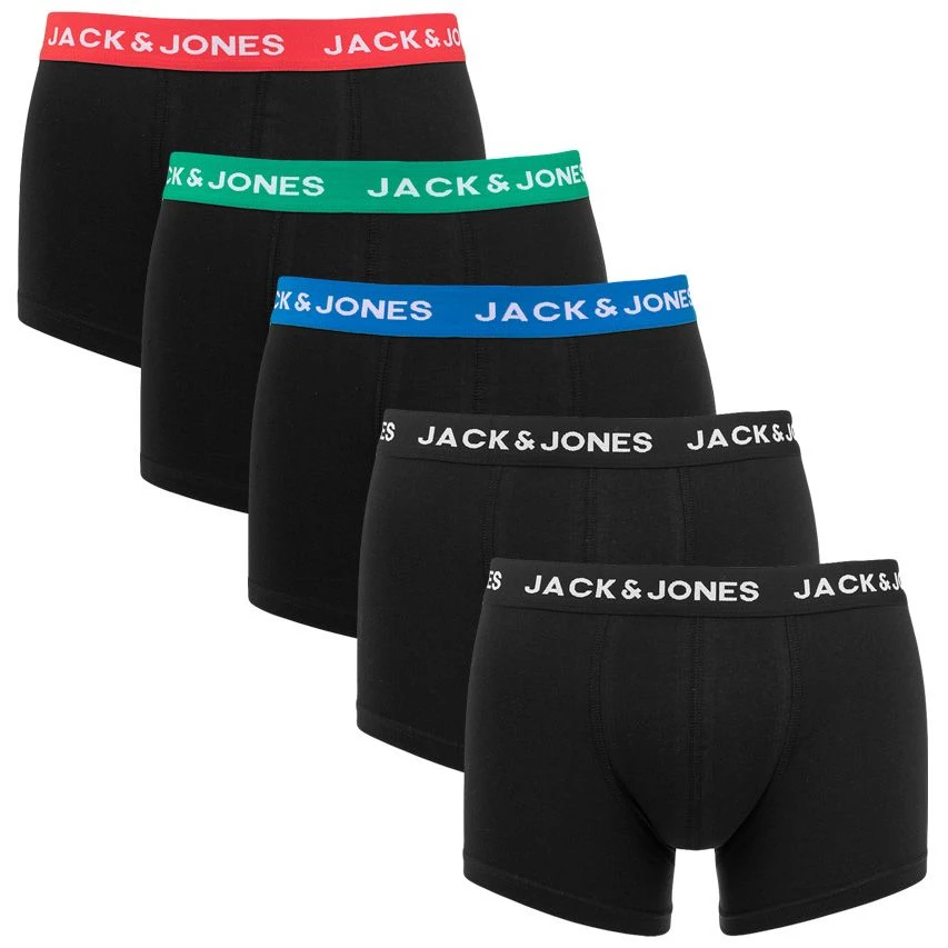 Jack & Jones 5-pack Boxer Trunks Huey Combi Zwart 1 Jack & Jones 5-pack Boxer Trunks Huey Combi Zwart