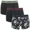 Jack & Jones 3-pack Microfiber Boxers Flower Zwart