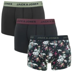 Jack & Jones 3-pack Microfiber Boxers Flower Zwart