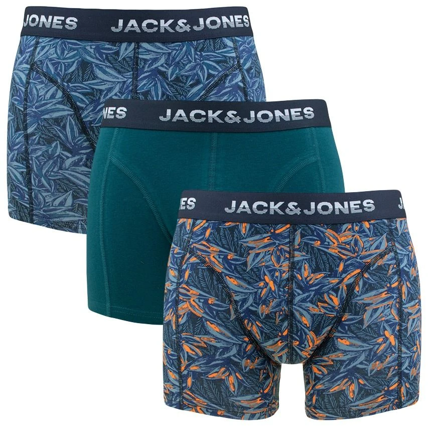 Jack & Jones 3-pack Boxer Trunks Maxwell Blauw & Groen 1 Jack & Jones 3-pack Boxer Trunks Maxwell Blauw & Groen