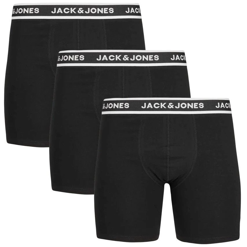 Jack & Jones 3-pack Long Boxers Plus Size Solid Zwart 1 Jack & Jones 3-pack Long Boxers Plus Size Solid Zwart