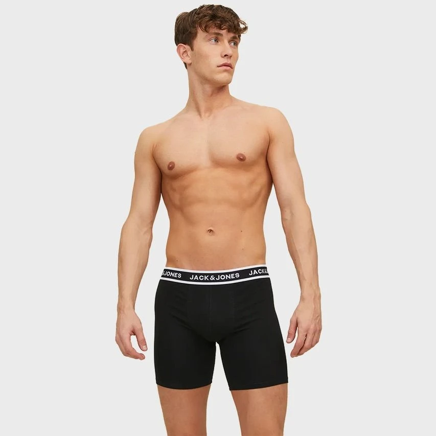 Jack & Jones 3-pack Long Boxers Plus Size Solid Zwart 2 Jack & Jones 3-pack Long Boxers Plus Size Solid Zwart - Afbeelding 2