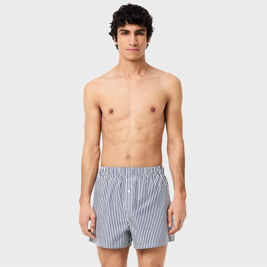 Lacoste 3-pack Wijde Boxershorts Mixed Print Blauw 2 Lacoste 3-pack Wijde Boxershorts Mixed Print Blauw - Afbeelding 2
