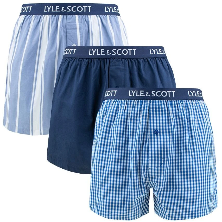 Lyle & Scott 3-pack Wijde Boxershorts Lenny Blauw & Wit 1 Lyle & Scott 3-pack Wijde Boxershorts Lenny Blauw & Wit